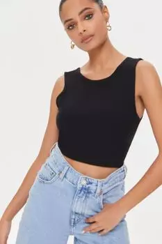 Укороченный топ с перекрученной спиной Forever 21, черный