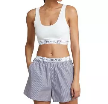 Укороченный топ с повторяющимся логотипом в цвете White Cloud Polo Ralph Lauren