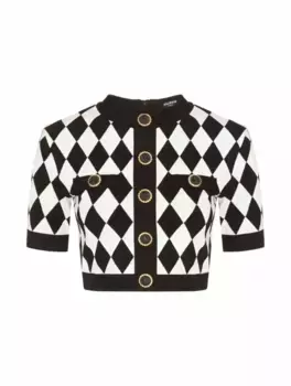 Укороченный топ с принтом Balmain, мультиколор