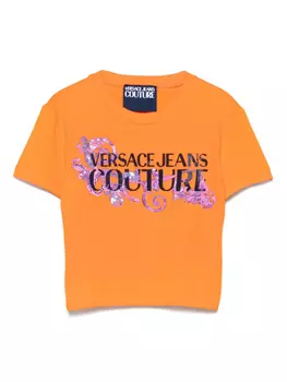 Укороченный топ с принтом Barocco Versace Jeans Couture, оранжевый