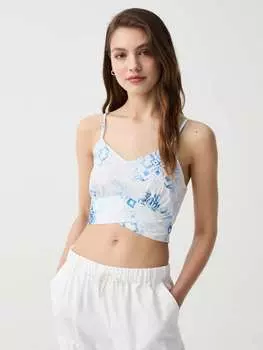 Укороченный топ с принтом и перекрещенной полосой B.Angel, цвет white/blue
