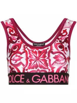 Укороченный топ с принтом Majolica DOLCE & GABBANA, розовый