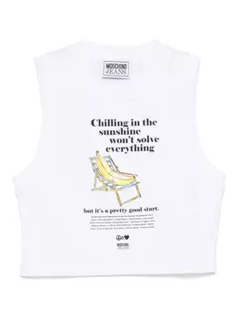 Укороченный топ с принтом MOSCHINO JEANS, белый