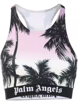 Укороченный топ с принтом PALM ANGELS, фиолетовый