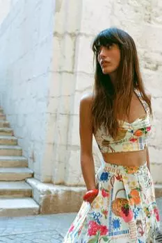 Укороченный топ с принтом ZARA, разноцветный