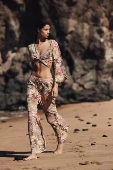 Укороченный топ с принтом ZARA, разноцветный