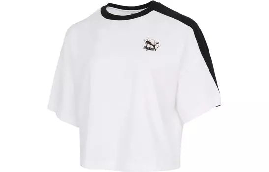 Укороченный топ с принтом, женский, белый Puma