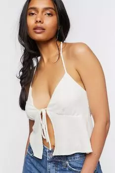 Укороченный топ с разрезом на бретельках Forever 21, ванилла