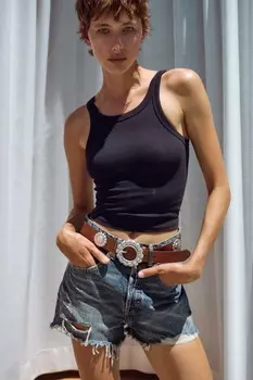 Укороченный топ с ребристой халтером ZARA, темно-синий
