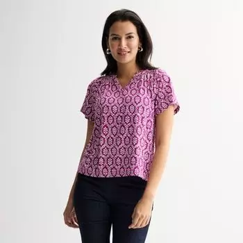 Укороченный топ с регланом и сборками Croft & Barrow, цвет purple geo