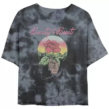 Укороченный топ с розой Disney's Beauty And The Beast Футболка с рисунком Bombard Wash для детей, цвет Black Charcoal