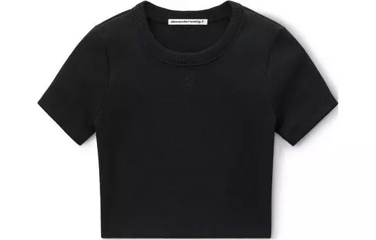 Укороченный топ с тисненым логотипом T By Alexander Wang, черный