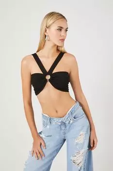 Укороченный топ с уплотнительным кольцом Forever 21, черный