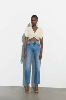 Укороченный топ с узелом ZARA, экру