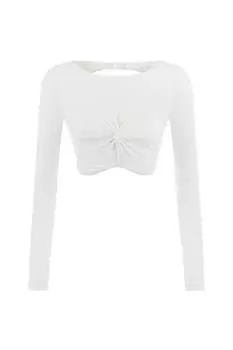 Укороченный топ с узлом Nocturne, цвет ecru