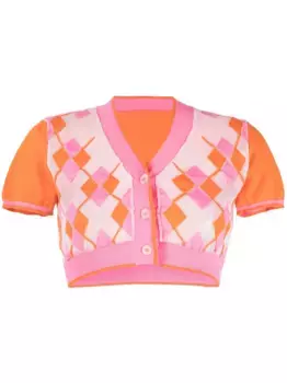 Укороченный топ с узором аргайл JACQUEMUS, оранжевый