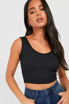 Укороченный топ с v-образным вырезом Boohoo, черный