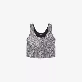 Укороченный топ с V-образным вырезом и пайетками The Kooples, серебряный