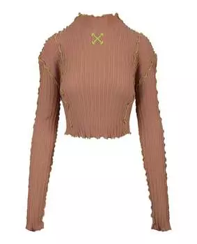 Укороченный топ с волнистым воротником Off-White, коричневый