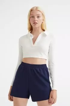 Укороченный топ с воротником H&amp;M, белый