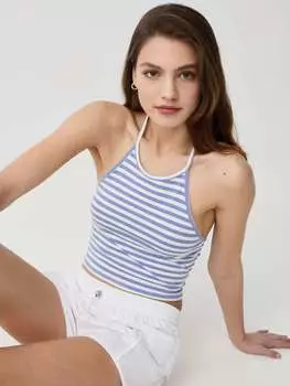 Укороченный топ с воротником-хомутом B.Angel, цвет white/blue