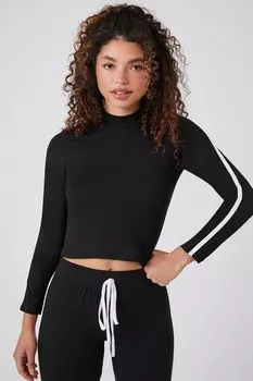 Укороченный топ с воротником-стойкой Forever 21, черный