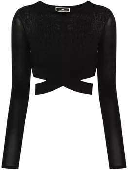 Укороченный топ с вырезами Elisabetta Franchi, черный