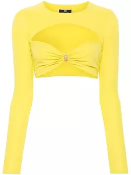 Укороченный топ с вырезами Elisabetta Franchi, желтый