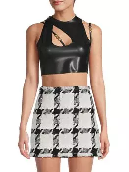 Укороченный топ с вырезами Versace, черный