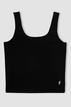 Укороченный топ с вырезом на спине Defacto, черный