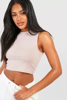 Укороченный топ с высоким воротом Boohoo, серо-коричневый