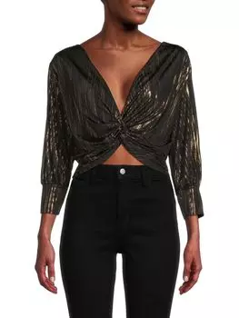 Укороченный топ с закрученной крышкой из золотой фольги Renee C., черный