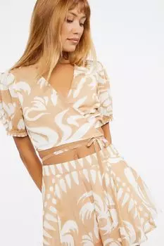 Укороченный топ с запахом и тропическим принтом Forever 21, сафари