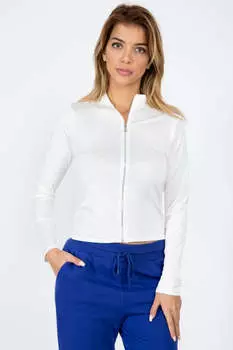 Укороченный топ с застежкой-молнией спереди и ложным воротом FASHNZFAB, кремовый