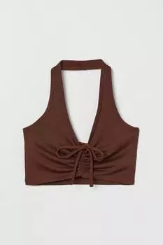 Укороченный топ с застежкой сзади на шее H&amp;M, коричневый