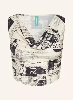 Укороченный топ снимоне из атласа Somethingnew, бежевый