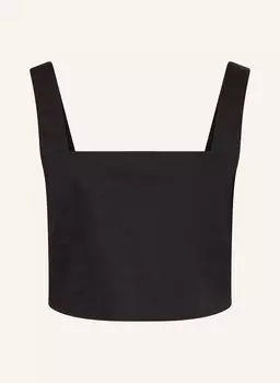 Укороченный топ со льном Calvin Klein Jeans, черный