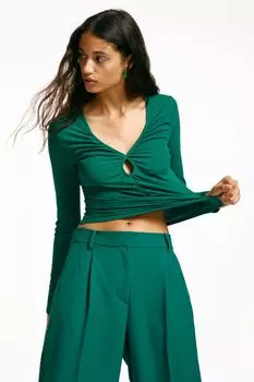 Укороченный топ со сборками H&amp;M, зеленый