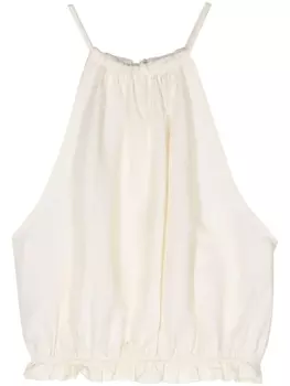 Укороченный топ со сборками и воротником-халтером Patrizia Pepe, белый