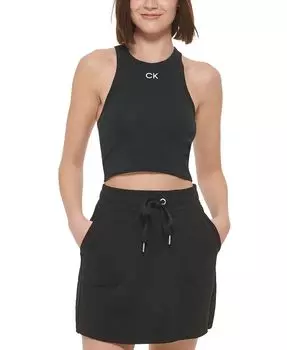 Укороченный топ со спиной-борцовкой Calvin Klein, черный
