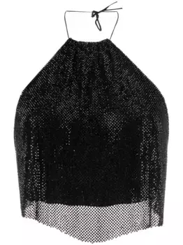 Укороченный топ со стразами MANURI, черный