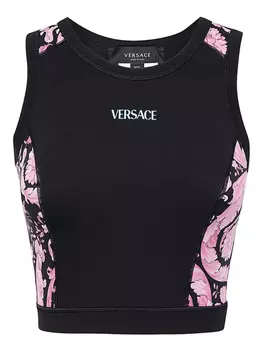 Укороченный топ со вставками Versace, черный