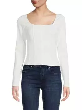 Укороченный топ Socialite с длинными рукавами, слоновая кость