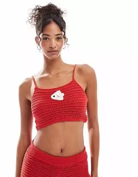 Укороченный топ Stradivarius STR coord крючком красного цвета