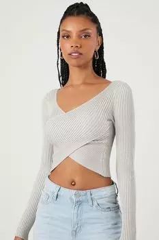 Укороченный топ-свитер-перекресток Forever 21, серебряный
