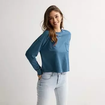 Укороченный топ свободного кроя с длинными рукавами и карманами для юниоров So, цвет cyclone blue