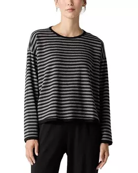 Укороченный топ свободного кроя с круглым вырезом Eileen Fisher, черный