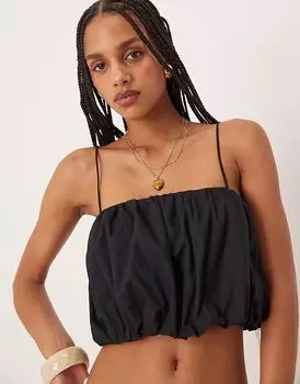 Укороченный топ-топ Abercrombie & Fitch с бахромой синего цвета