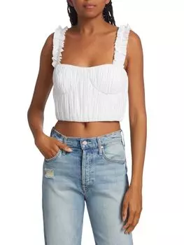 Укороченный топ Twain из хлопкового поплина Amur, белый