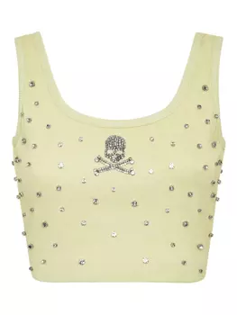 Укороченный топ, украшенный стразами Philipp Plein, зеленый